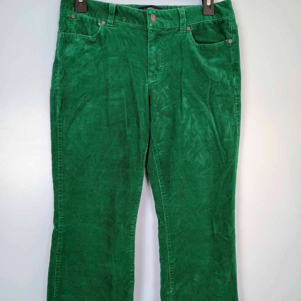 Talbots Petites Curvy Straight Leg Corduroy Pants Green 6P Stretch 05/12 fun - Picture 2 of 11